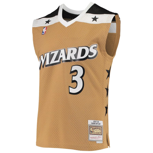 Men's Mitchell & Ness Caron Butler Gold Washington Wizards 2007-08 Hardwood Classics Swingman Jersey