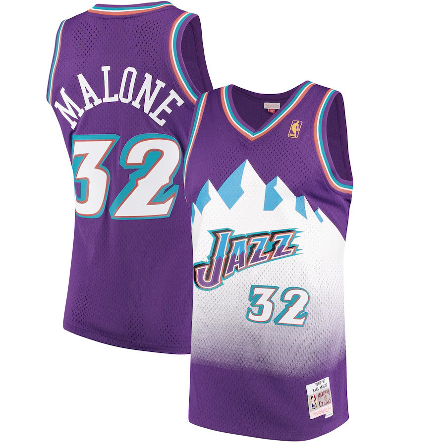 Men's Mitchell & Ness Karl Malone Purple Utah Jazz 1996-97 Hardwood Classics Swingman Jersey