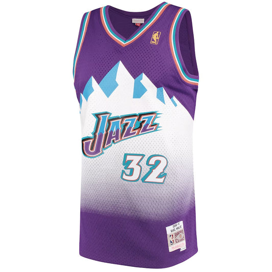 Men's Mitchell & Ness Karl Malone Purple Utah Jazz 1996-97 Hardwood Classics Swingman Jersey