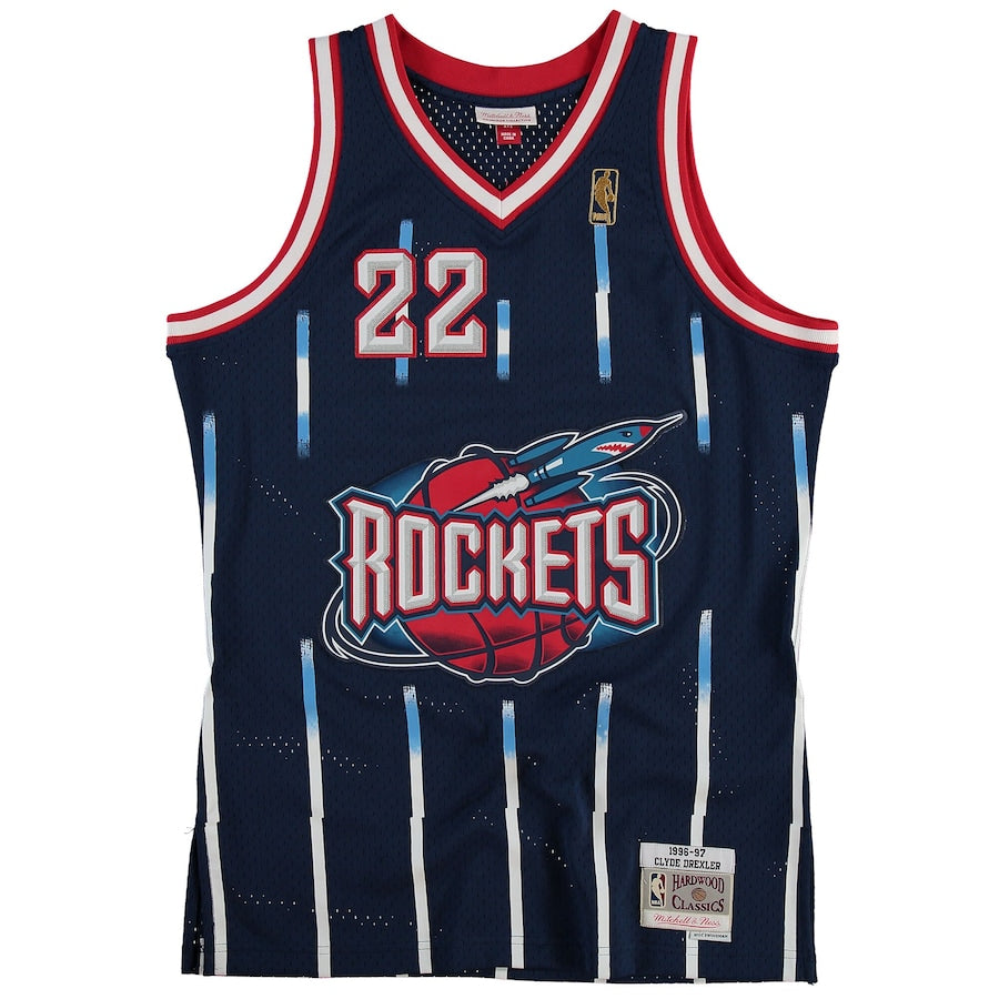 Houston Rockets Clyde Drexler Hardwood Classics Road Swingman Jersey by Mitchell & Ness - Mens