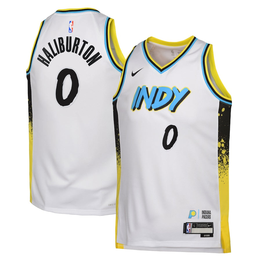 Indiana Pacers Nike City Edition Swingman Jersey 2024 - White - Tyrese Haliburton