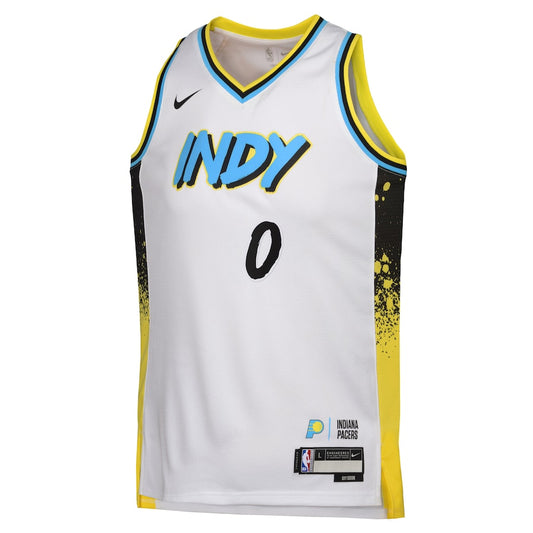 Indiana Pacers Nike City Edition Swingman Jersey 2024 - White - Tyrese Haliburton