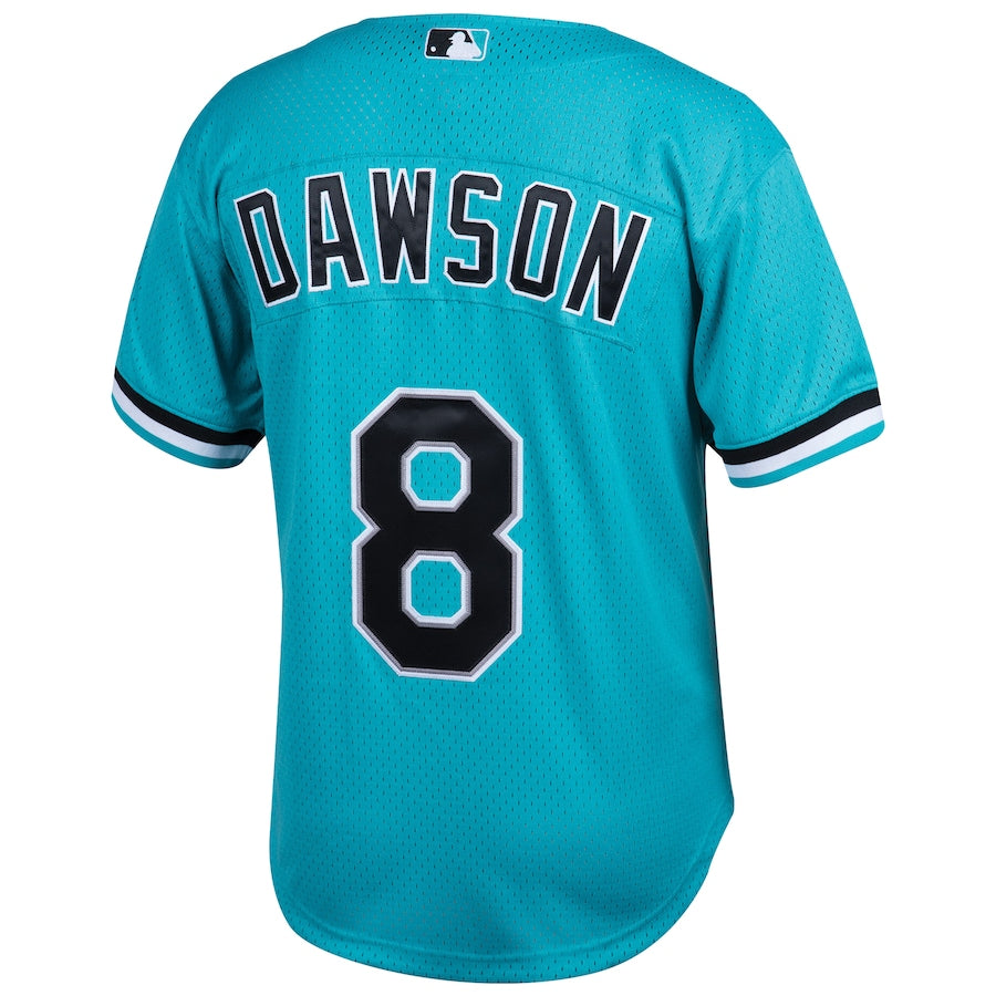 Men's Florida Marlins Andre Dawson Mitchell & Ness Teal Cooperstown Collection Mesh Batting Practice Button-Up Jersey