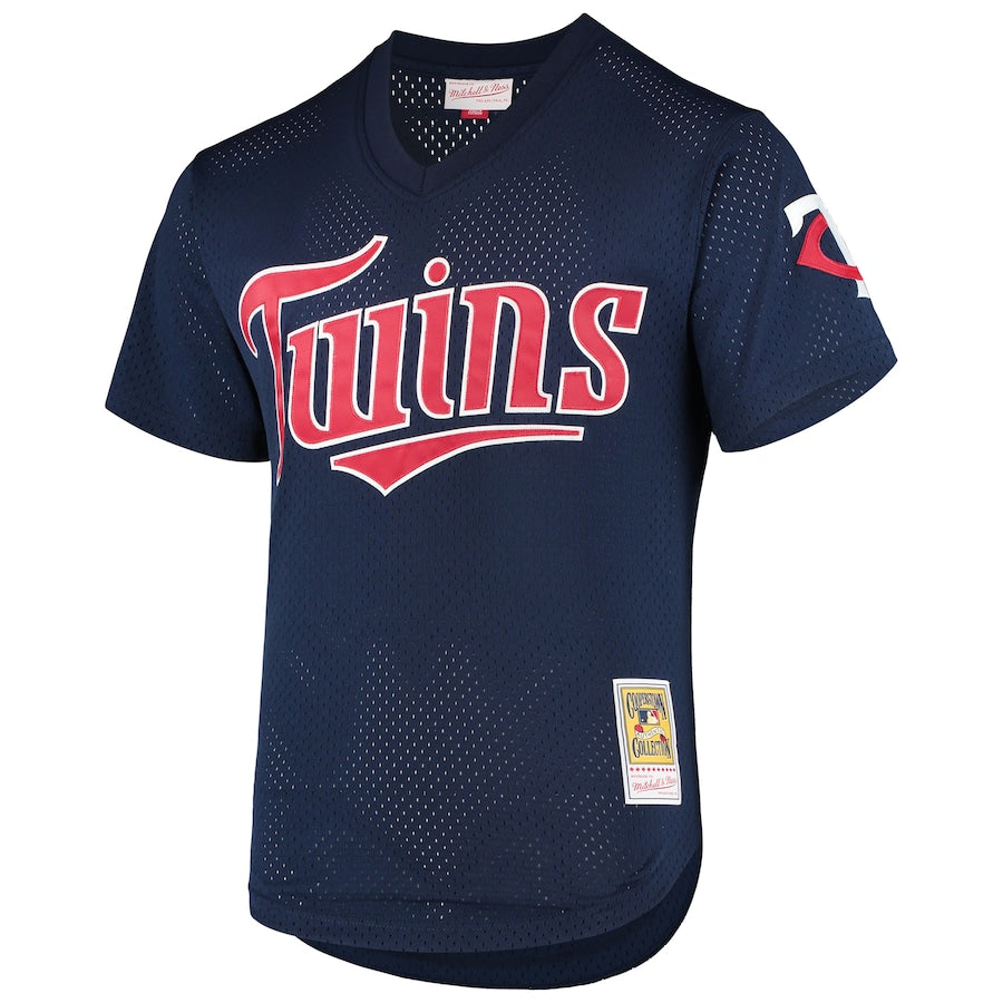 Men's Minnesota Twins David Ortiz Mitchell & Ness Navy 2002 Cooperstown Collection Mesh Batting Practice Jersey