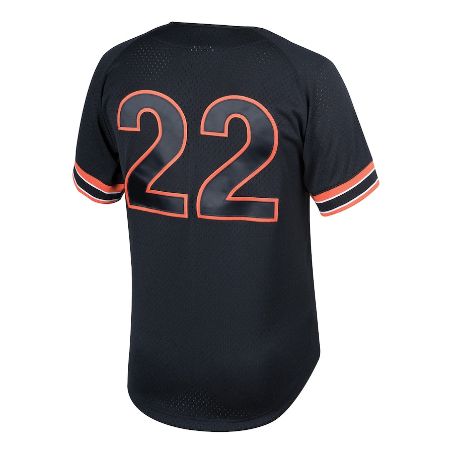 Men's San Francisco Giants Will Clark Mitchell & Ness Black Cooperstown Collection Mesh Batting Practice Button-Up Jersey