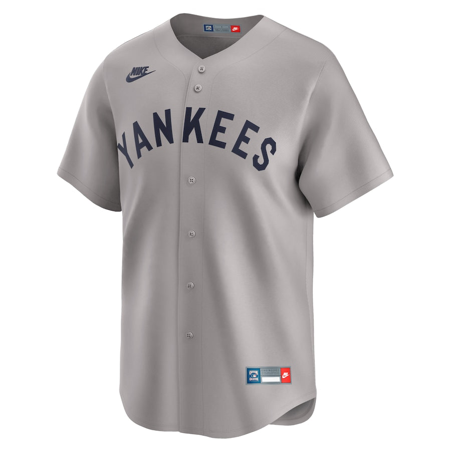 Men's New York Yankees Babe Ruth Nike Gray Throwback Cooperstown Collection Limited Jersey