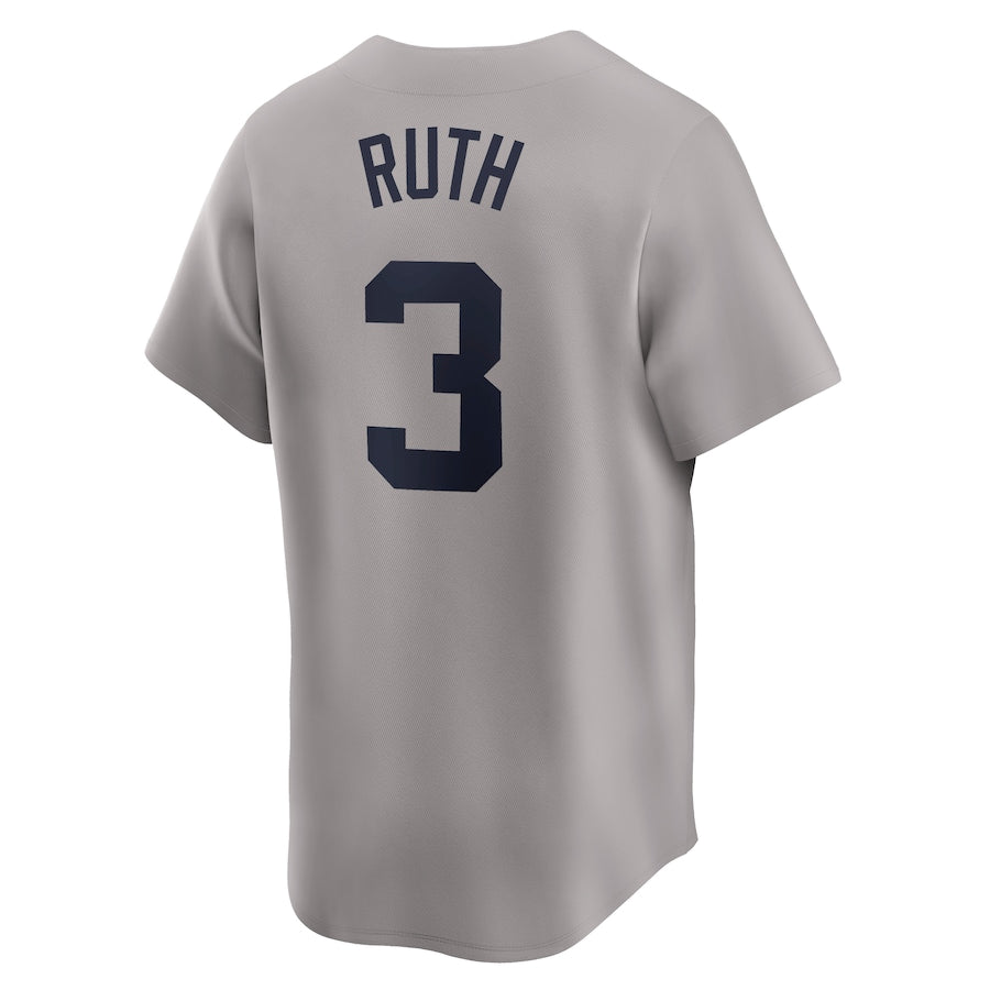 Men's New York Yankees Babe Ruth Nike Gray Throwback Cooperstown Collection Limited Jersey