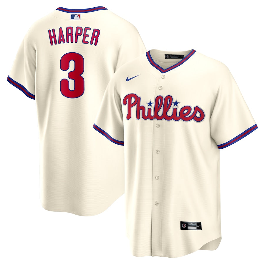 Men's Philadelphia Phillies Bryce Harper Nike Cream Alternate Replica Player Name Jersey