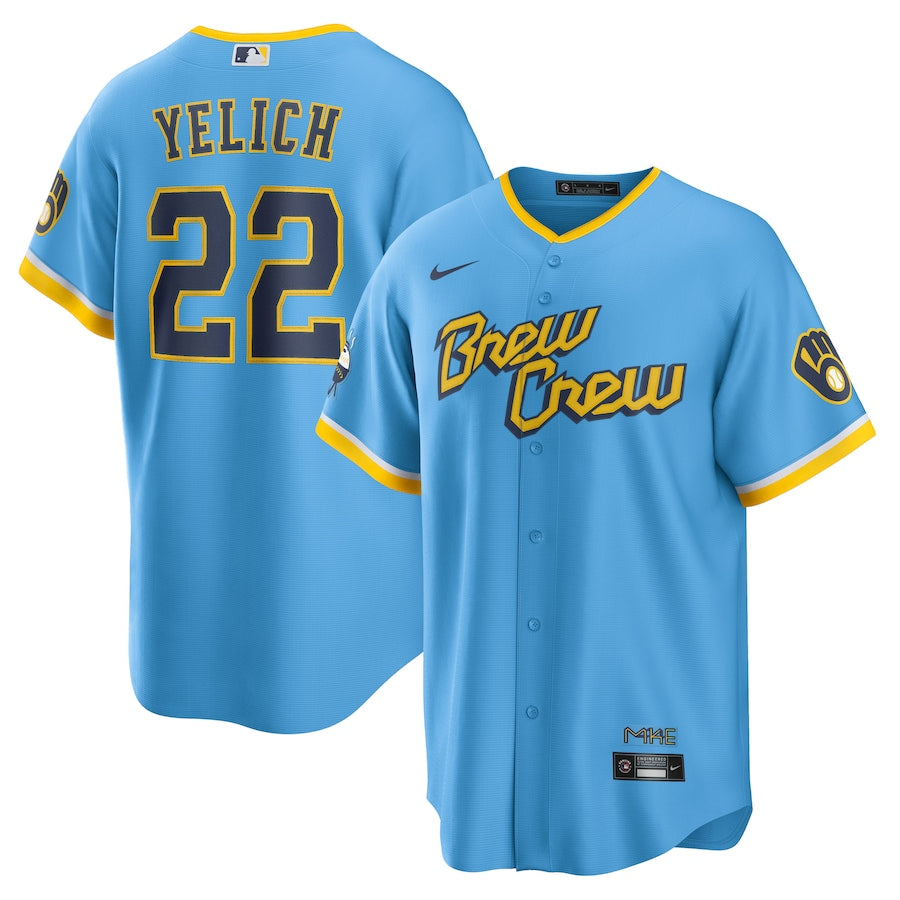 Men's Milwaukee Brewers Christian Yelich Nike Powder Blue City Connect Replica Player Jersey