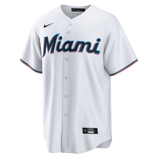 Men's Miami Marlins Jake Burger Nike White Home Replica Team Jersey