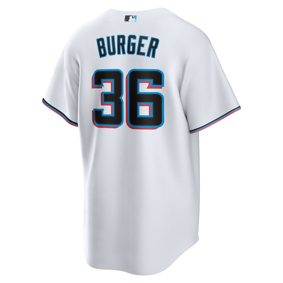 Men's Miami Marlins Jake Burger Nike White Home Replica Team Jersey