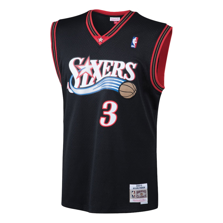 Philadelphia 76ers Allen Iverson 2000-01 Road Swingman Jersey by Mitchell & Ness - Black - Mens