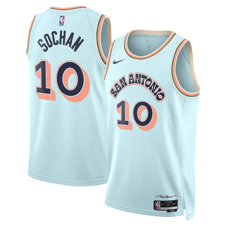 San Antonio Spurs Nike City Edition Swingman Jersey 2024 - Blue - Jeremy Sochan