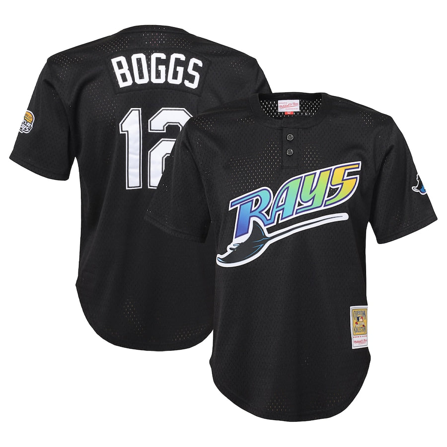 Tampa Bay Rays Wade Boggs Mitchell & Ness Black Cooperstown Collection Mesh Batting Practice Jersey